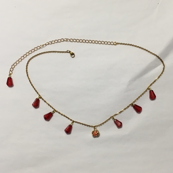 Persephone Greek Roman Goddess Pomegranate and Seeds Handmade Gold Red Necklace - Picture 11 of 15